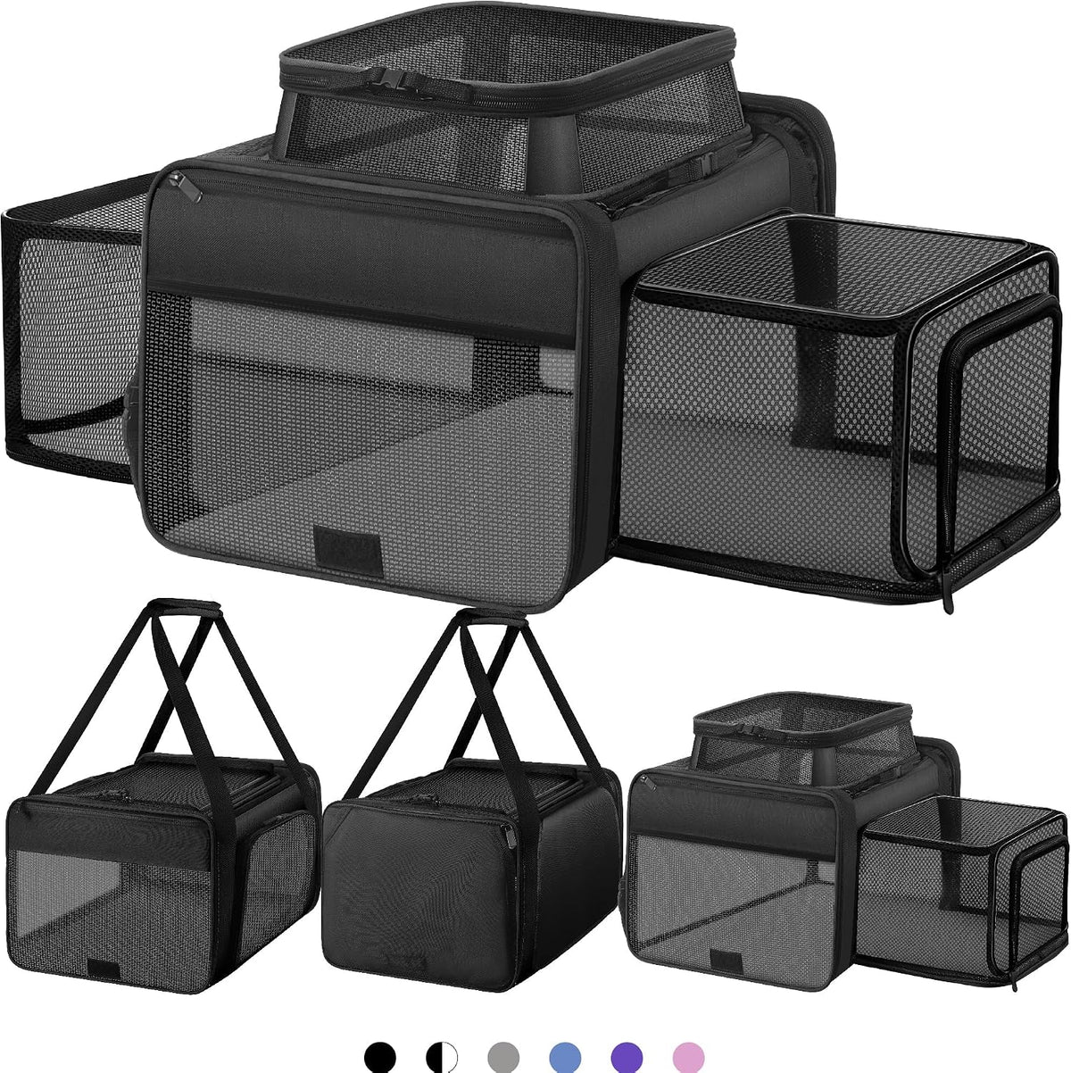 Top and 2 Sides Expandable Pet Carrier 17X11X9.5 TSA Airline Approved