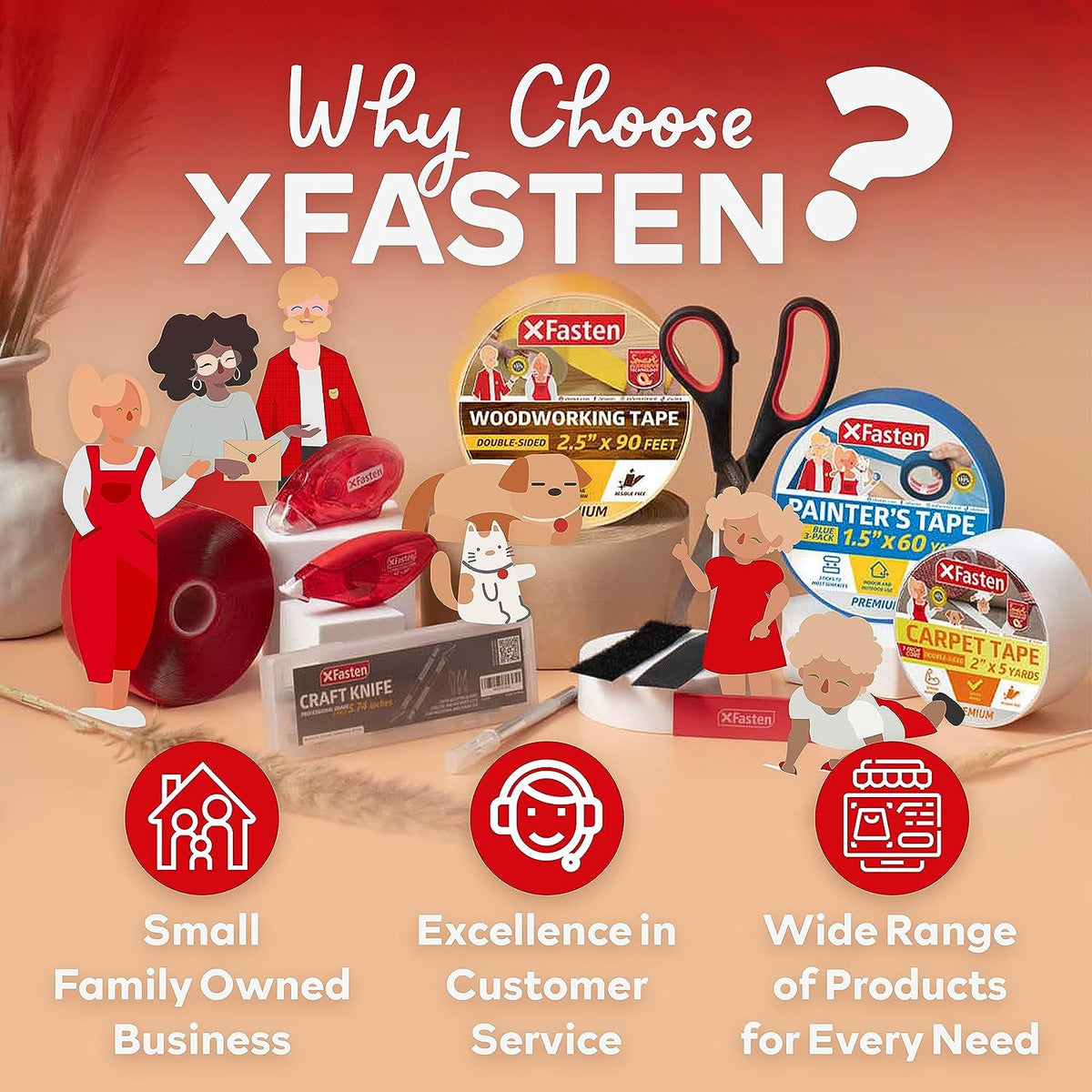 Xfasten Double Sided Carpet Tape for Area Rugs 2 Inch X 90 Ft No Residue