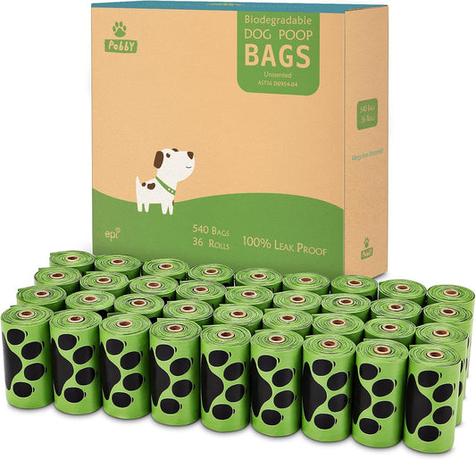 Dog Poop Bags Rolls 540 Count, Unscented Refill Rolls, 9" X 13" Doggie Poop Bags, Dog Waste Bags by Pobby