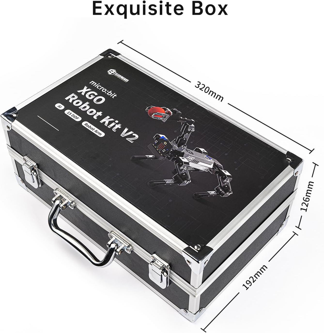 ELECFREAKS Microbit Robotic Dog Xgo V2 Kit, 15 Movable Joint DIY Programmable Full Metal Bionic Robot Kit, STEM Educational Project for Open Source Hardware(Without Micro:Bit)