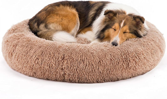 NEWBULIG 37X37 Inch Donut Dog Bed for Indoor Use, Fluffy Large Pet Sofa