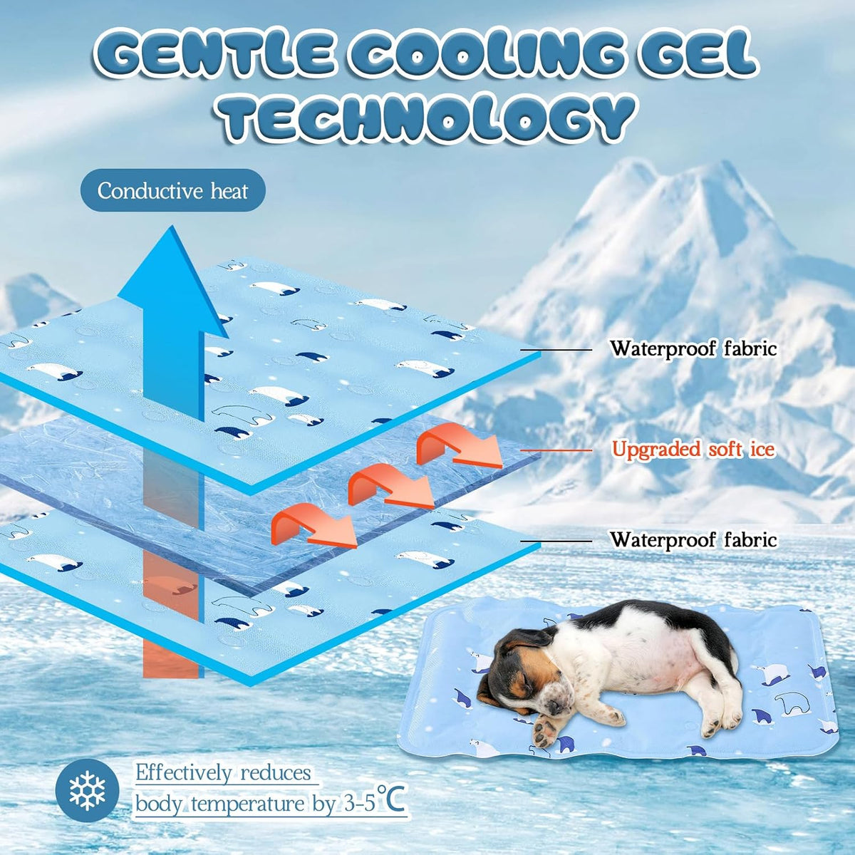Nuanchu Pet Cooling Mat, Sky Blue Bear, 11.81 X 19.69 Inches, 1 Pcs