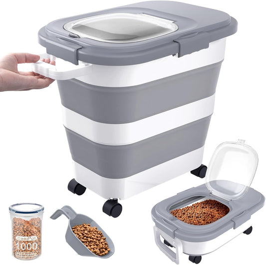 23-25Lbs Airtight Dog Food Storage Container,Collapsible Dog Food Container