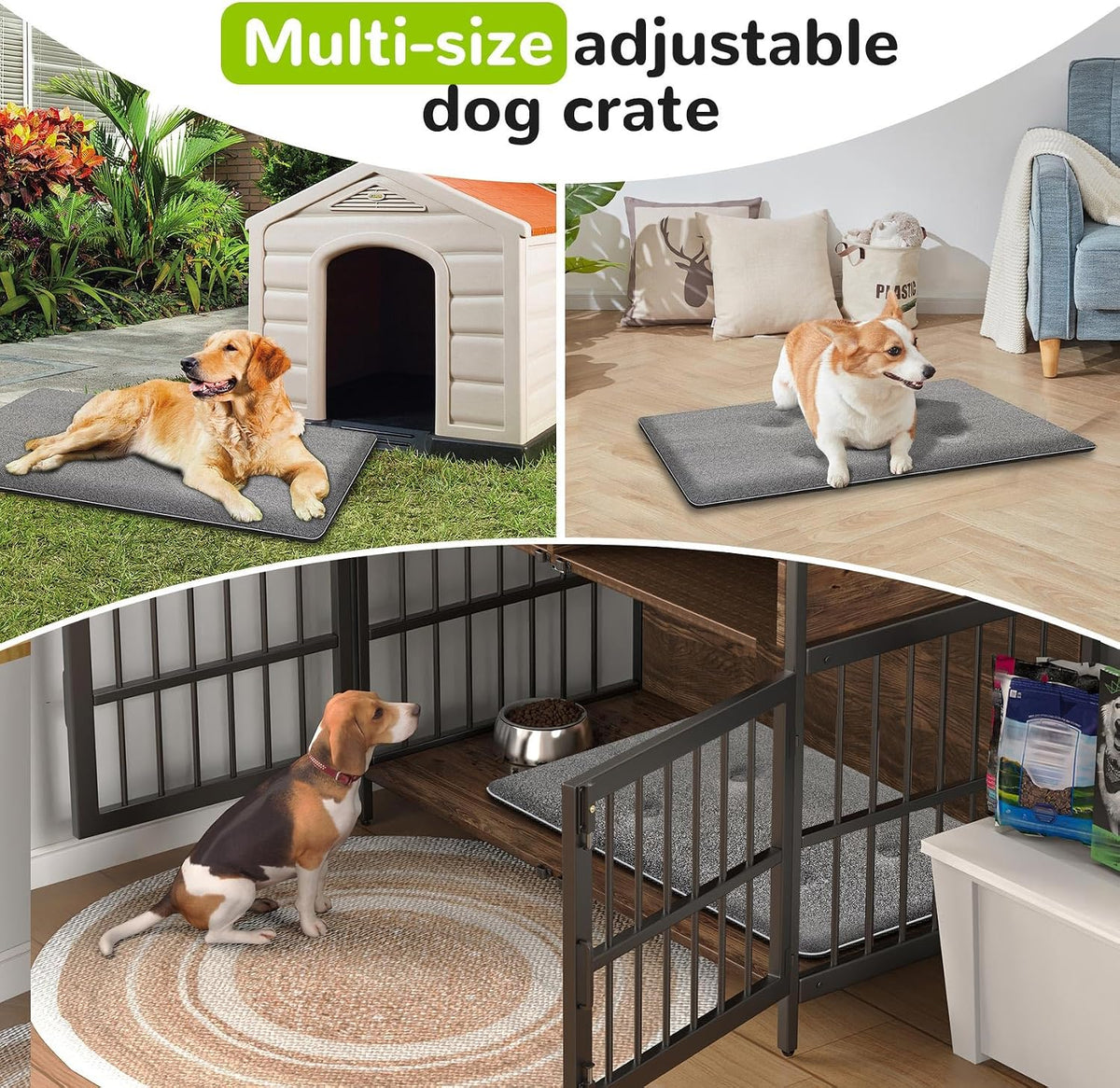 Indestructible Chew Proof Dog Bed, Heavy Duty Dog Crate Pad for Aggressive Chewers, Rip-Resistant Kennel Mat, Machine Washable Durable Pet Bed for Indoor Outdoor Use (L:41X27In)