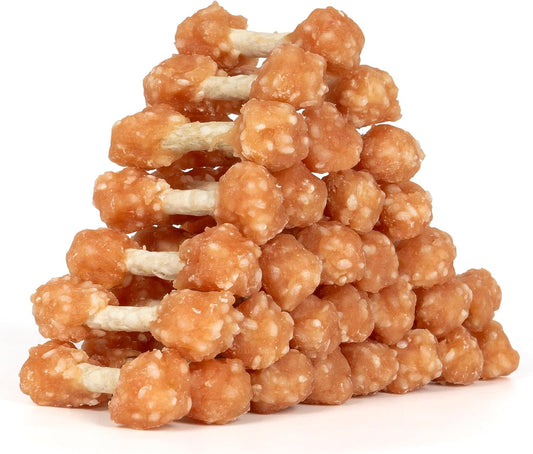 MON2SUN Dog Treats, 2.5 Inch Chicken Dumbbells with Rice Rawhide Chews,16Oz