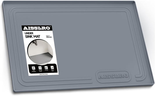 Waterproof under Sink Mat 28"X19", Silicone Mat, Dark Gray