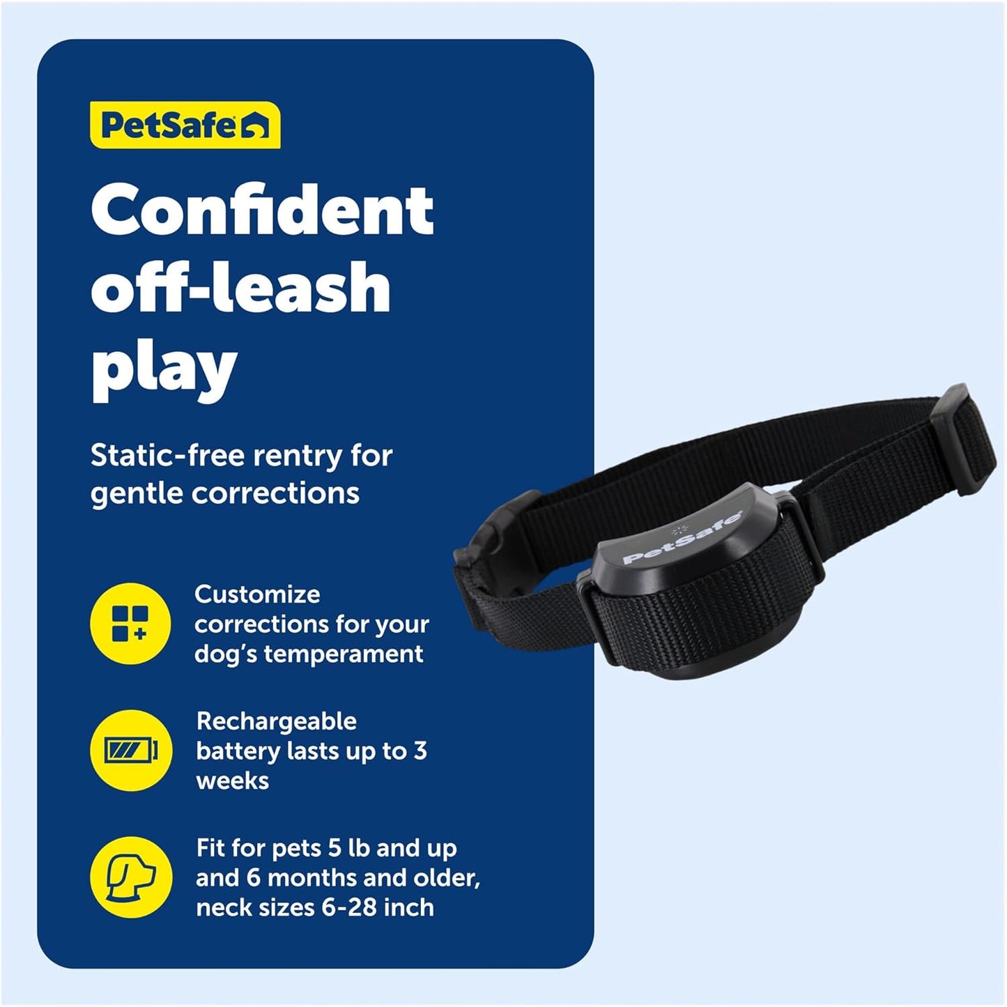 Petsafe Stay & Play Wireless Pet Fence Receiver Collar Only for Dogs and Cats, Waterproof and Rechargeable, Tone and Static Correction - from the Parent Company of INVISIBLE FENCE Brand