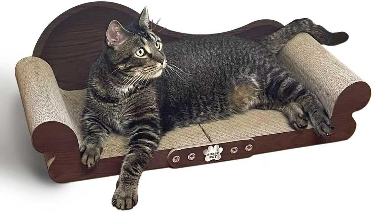 Cat Scratcher Sofa - 26" Cat Scratcher Lounge for Indoor Cats, Long Lasting Scratching Pads, Furniture Protector