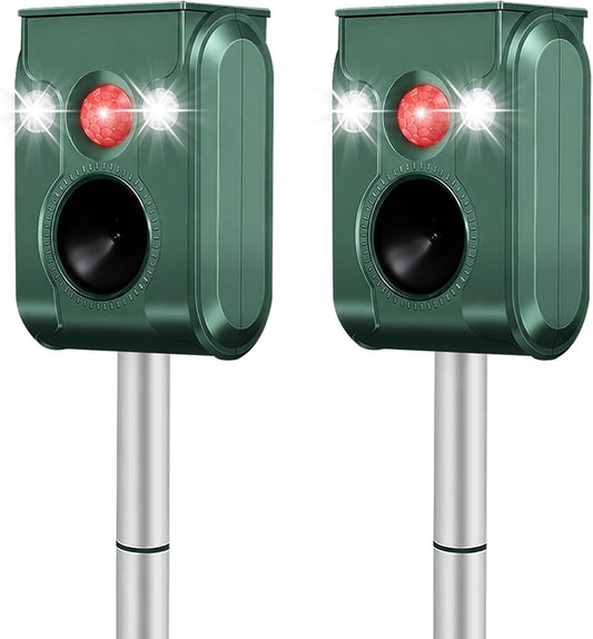 Cat Repellent Outdoor, Solar Ultrasonic Animal Repellent, Squirrel Repellent IP66 Waterproof, Raccoon Deterrent with Motion Detection, Dog Bird Rabbit Skunk Deer Repellent