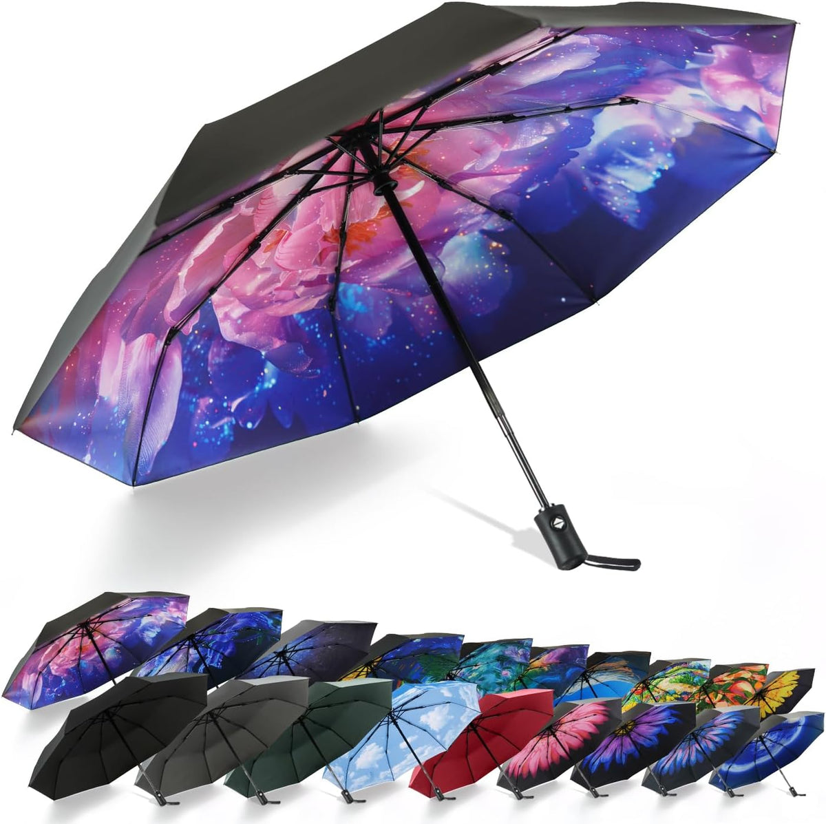 SY COMPACT Travel Umbrella - Windproof Automatic Compact Umbrellas for Rain