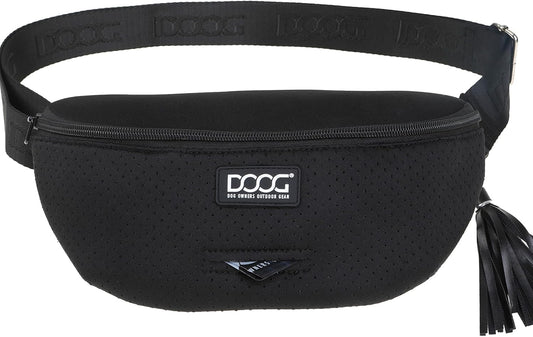 DOOG Neosport Dog Walking Fanny Pack - Waterproof Treat Pouch & Waste Bag Holder - Hands-Free Belt Bag for Training, Hiking & Outdoor Adventures - Black