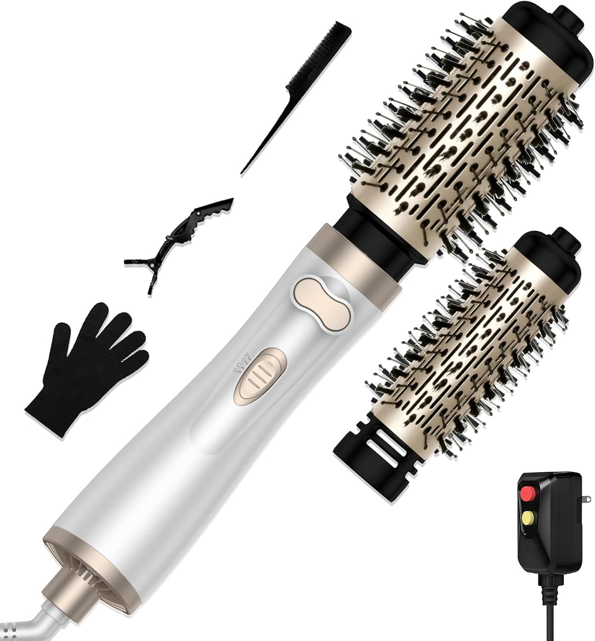 2 in 1 Rotating Hair Dryer Brush, Auto Rotating Blow Dryer Brush Spinning with 2 Brushes (2" & 1.5"), round Brush Blow Dryer Volumize Curling Straighten 100-120V