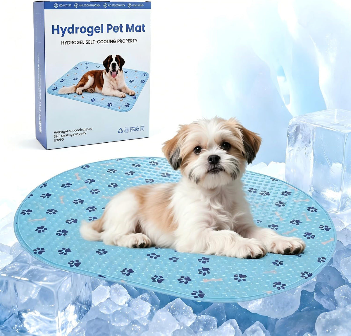 Dog Cooling Mat, Patented Gel Cooling Dog Bed, Non-Slip Waterproof Gel Cooling Pad for Small Dogs, Pet Cooling Mat for Indoors Outdoors, Crate Kennel Car Travel 16"X23.6"