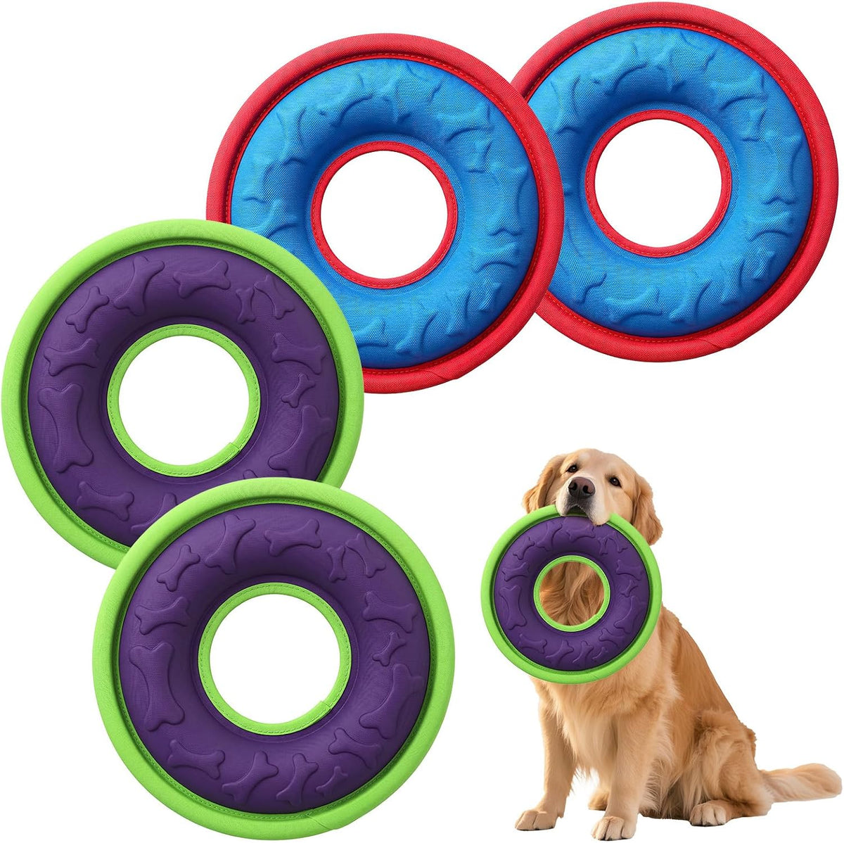 4 Pcs Flying Discs for Dogs, 9.05 Inch Interactive Catch Fetch Toys for Pet