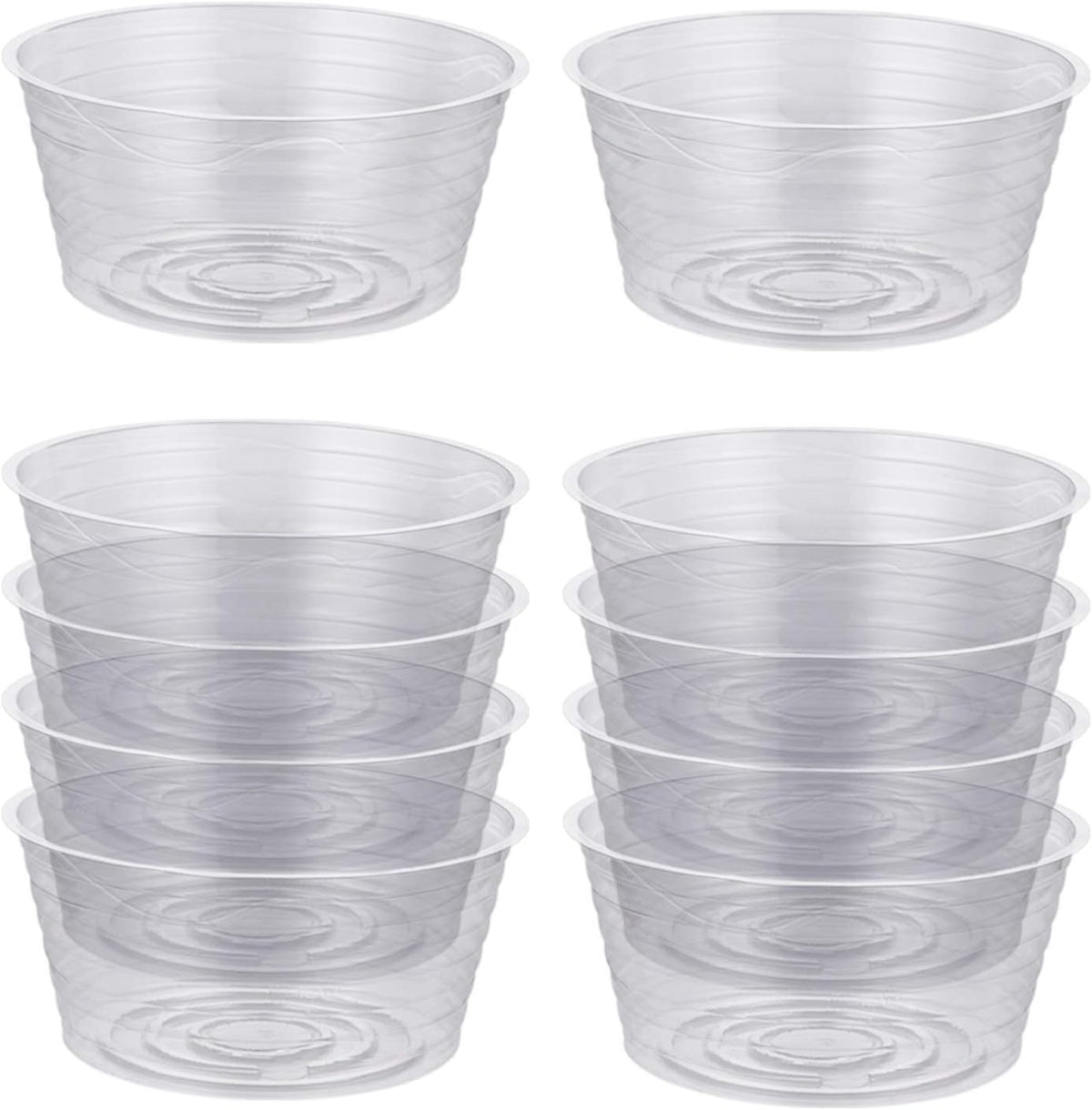 Idyllize 10 Pieces of 8 Inch Clear Thin Deep Plastic Plant Saucer Drip Tray for Pots (8'')