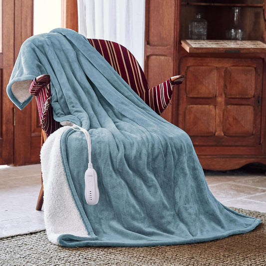 Heated Blanket 50X60”, 3 Hours Auto-Off Electric Blanket, Blue