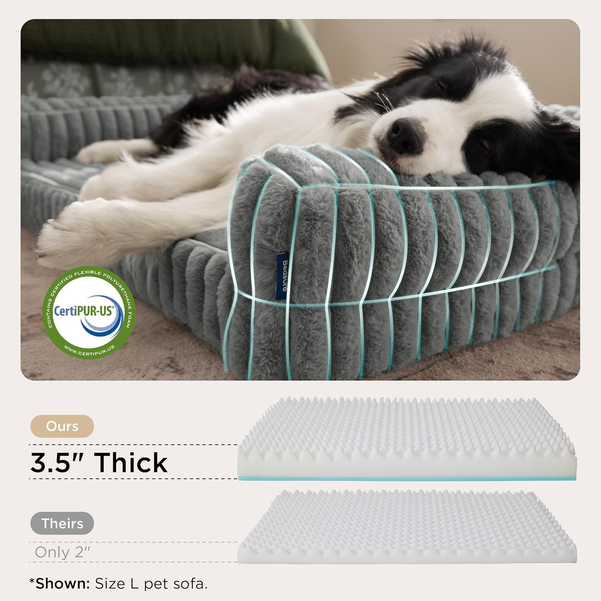Bedsure Comfyfleece® Memory Foam Orthopedic Dog Beds Large Sized Dog 35"