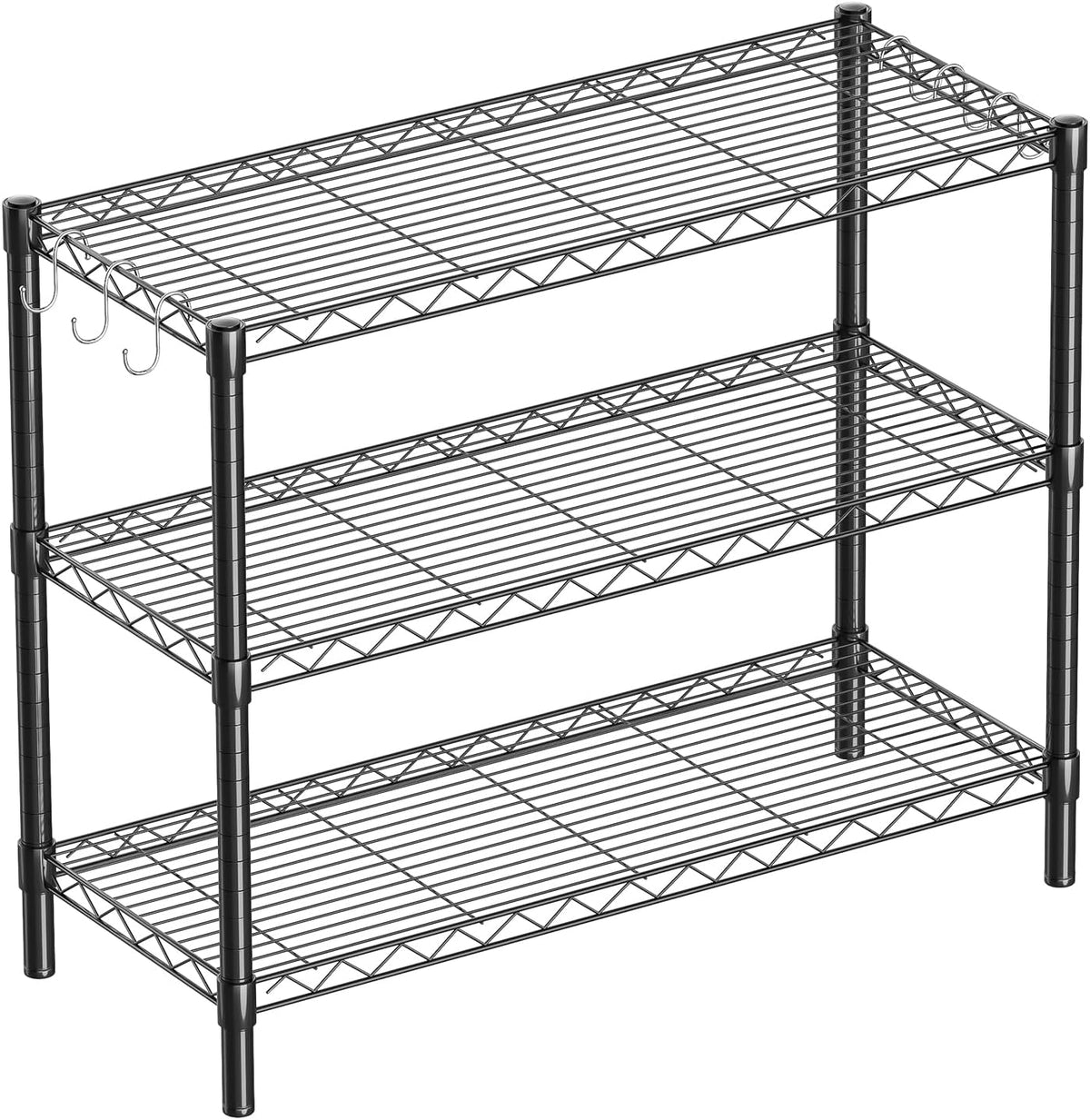 Guan River 3-Shelf Adjustable Metal Wire Shelving,Black,36"L X 14"W X 30"H