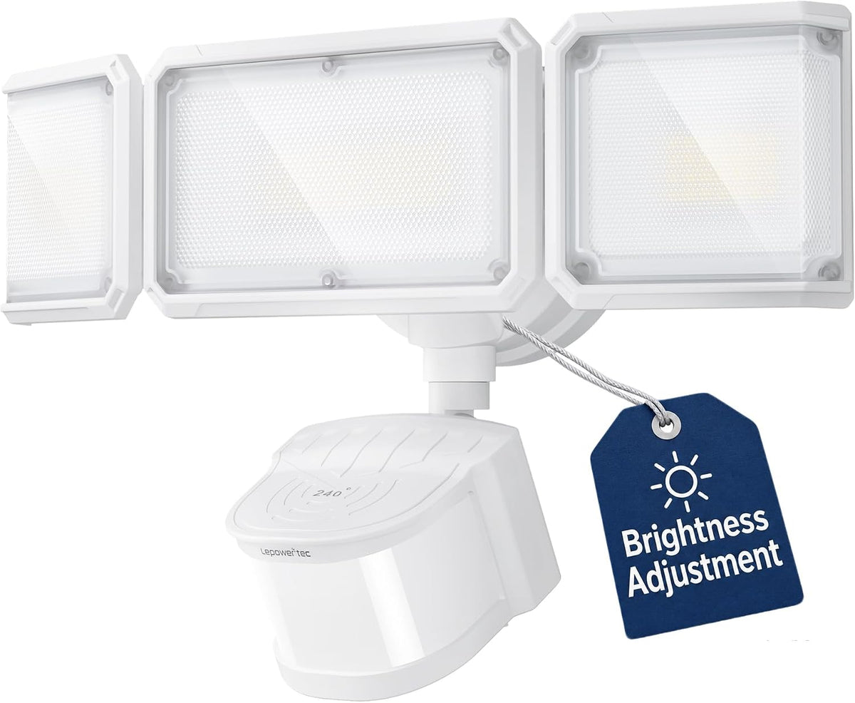 LEPOWER-TEC LED Security Light 240° Dual PIR 100 FT Motion Sensor Outdoor