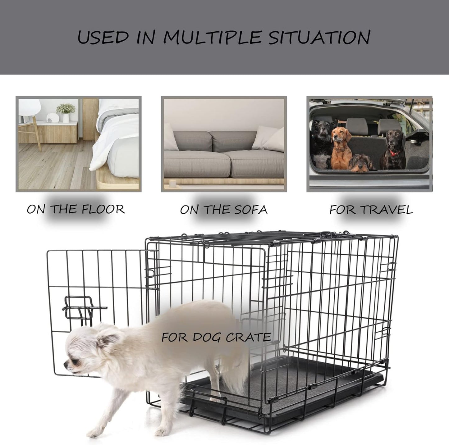 Washable Dog Bed Mat Ultra Soft Dog Crate Pad Comfy Fluffy Pet Kennel Beds Sleeping Mattress for Large Jumbo Medium Small Dogs, 36 X 23 Inch, Gray