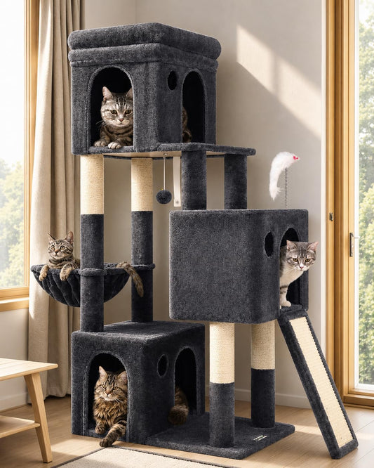 Globlazer Sturdy Cat Tree for Multi-Cat Homes, Large Indoor Cat Tower, F52B
