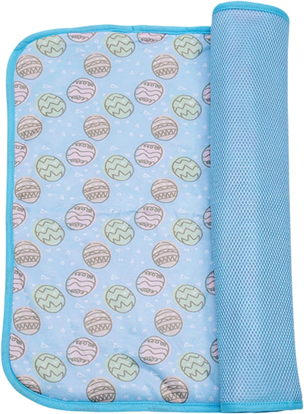 SEIS Self-Cooling Dog Mat,Ice Silk Cats Pad,Summer Pet Indoor Bed,Blue,M