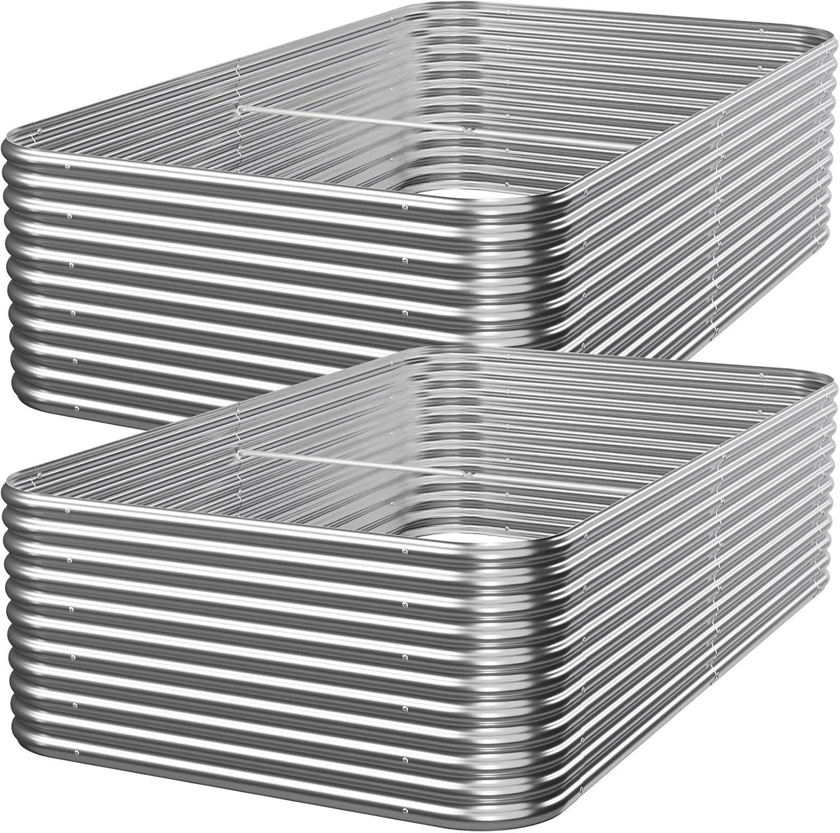 2 PCS Tall 8X4Ft Galvanized Raised Garden Bed Outdoor, Metal Garden Bed for Vegetables, above Ground Garden Box for Flower, Steel Raised Beds for Gardening
