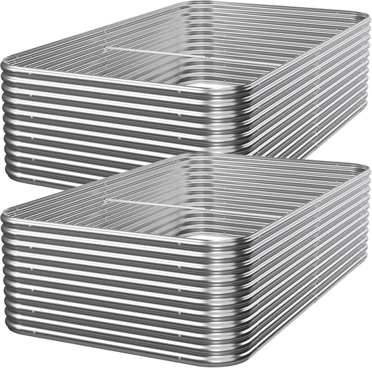 2 Pack Tall 8X4Ft Galvanized Raised Garden Bed Outdoor, Metal Garden Bed for Vegetables, above Ground Garden Box for Flower, Steel Raised Beds for Gardening