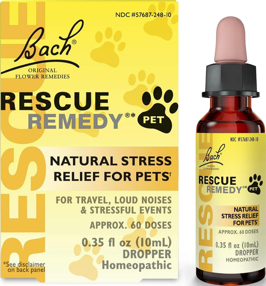 Rescue Remedy Pet Dropper - 10Ml - Stress & Tension Support for Dogs & Cats with Bach Natural Flower Essences - Sedative-Free, Homeopathic Liquid Formula - for All Breeds, Ages & Weights
