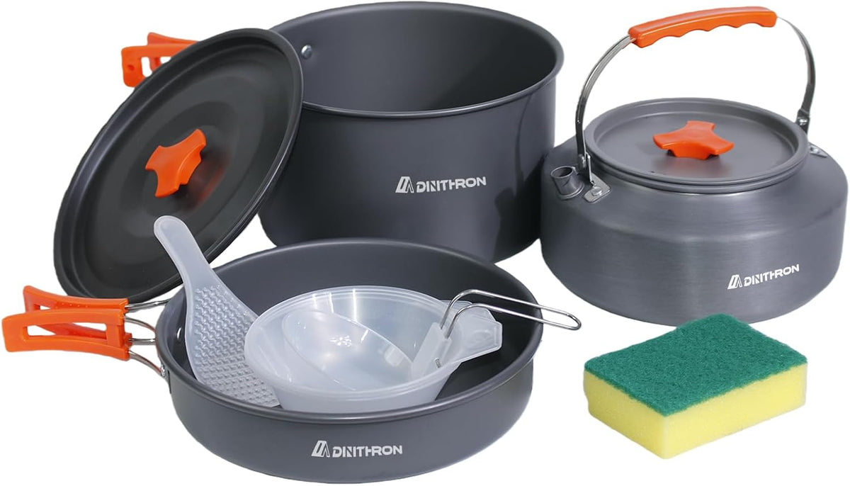 Camping Cookware Set, Camping Pots and Pans Set for 1-3 People