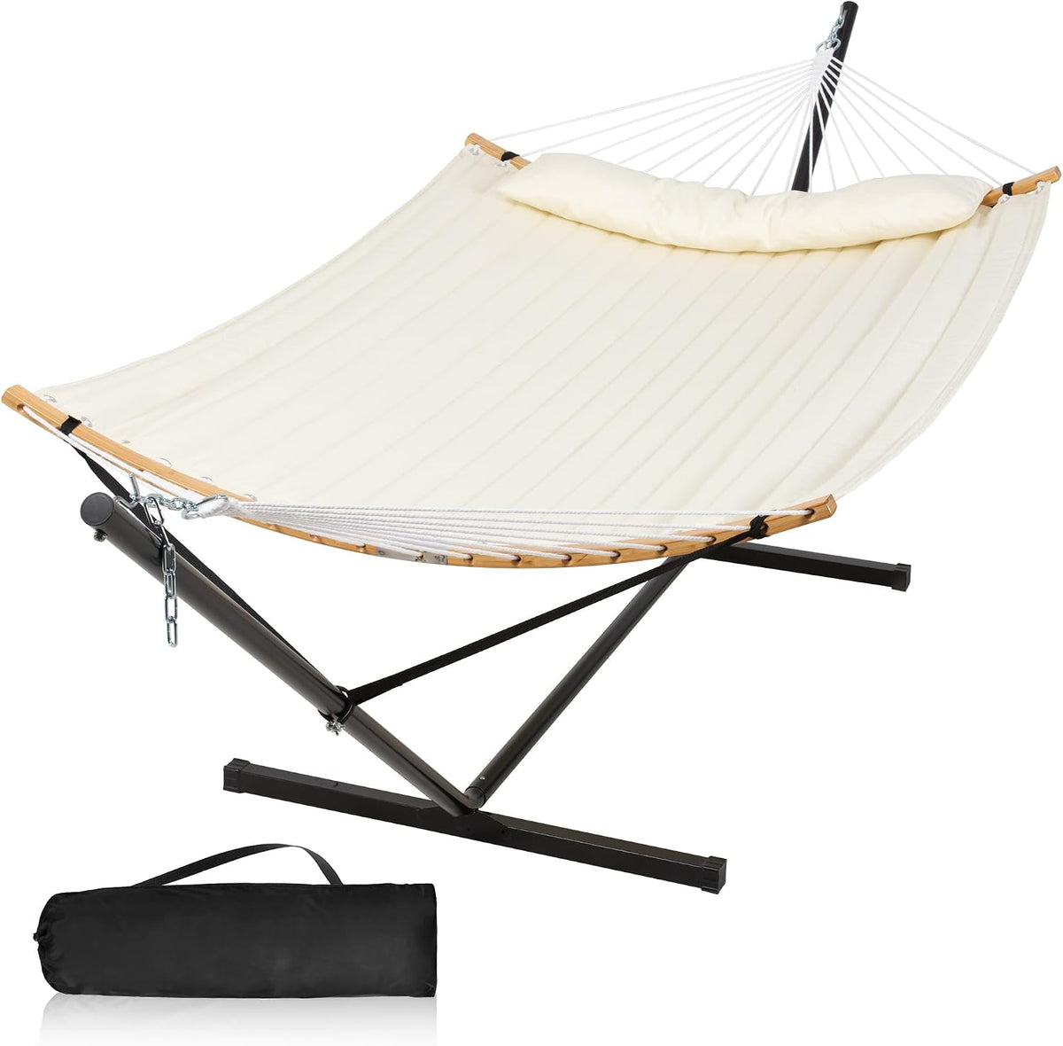 Outdoor Hammock with Stand Included, Two Person Hammock, Beige