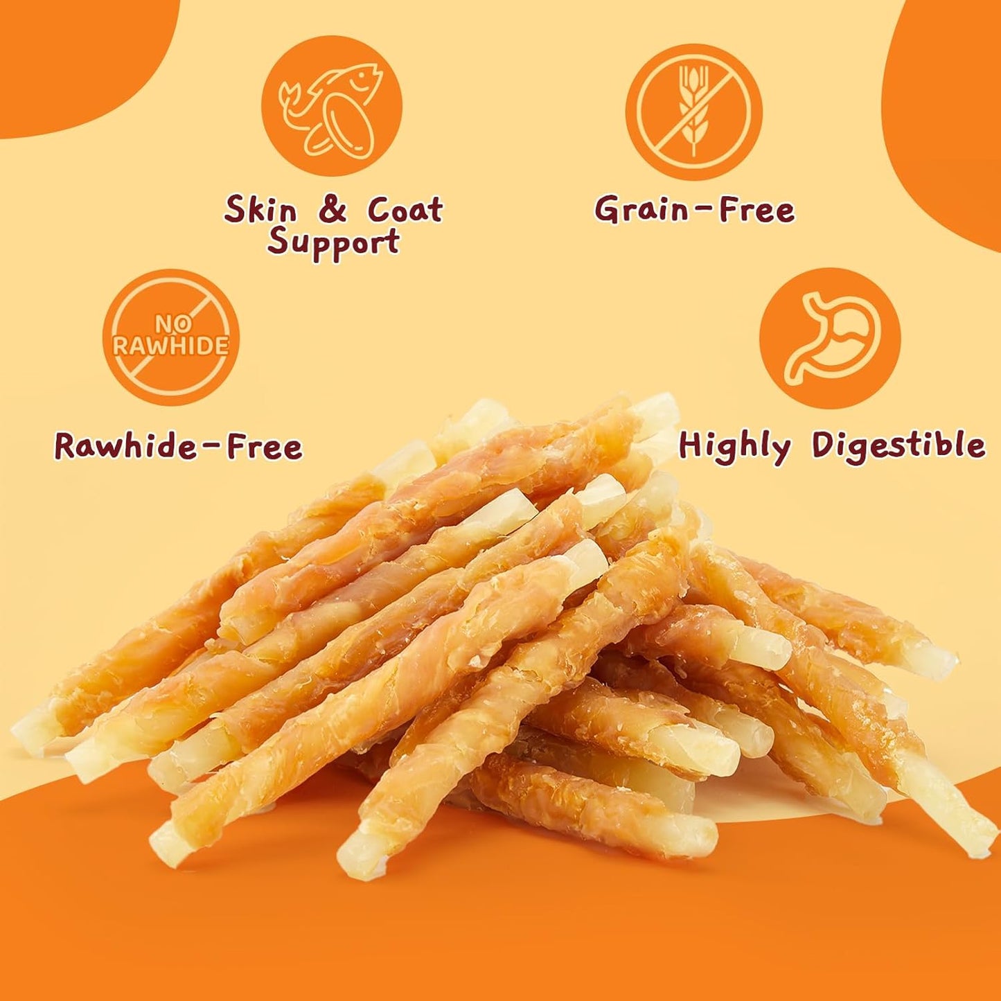 Jungle Calling Rawhide Free Dog Chews, Chicken Wrapped Cod Sticks Dog Treats, Easily Digestible Dog Snacks, Soft Chewy Training Treats for Small & Medium Dogs, 10.6 Oz