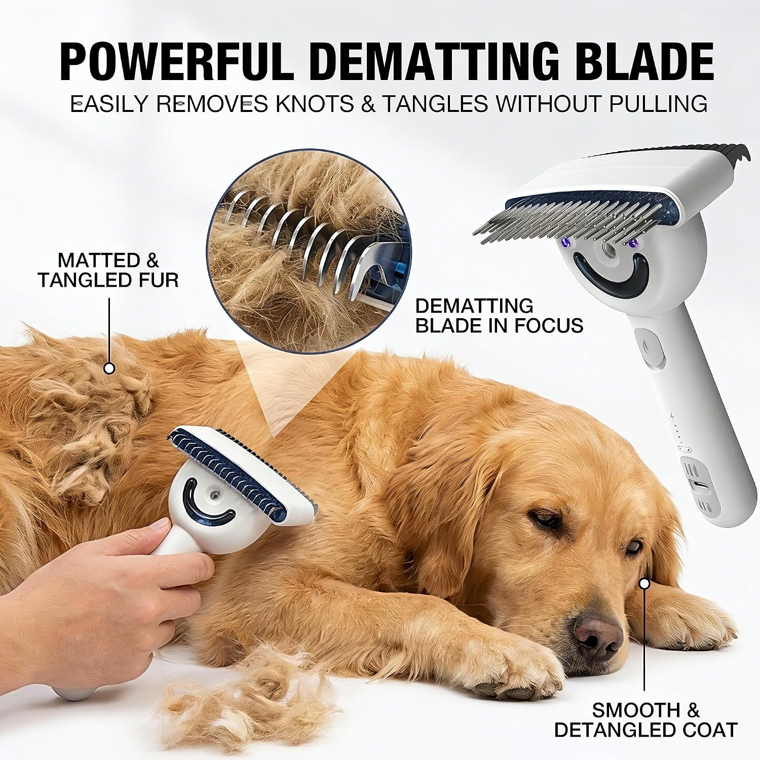 Dog Brush for Shedding & Cat Grooming Comb Kit– Pet Steam Brush with UV Sterilization, Rechargeable - Suitable for Long-Haired or Curly-Haired Pets. Removes Tangled Hair
