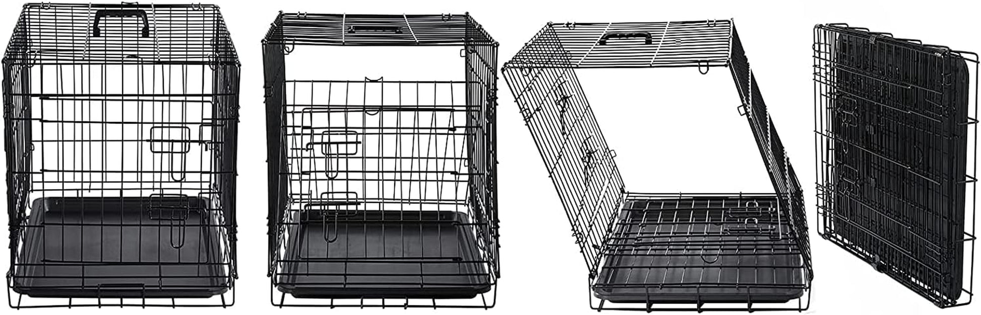 DONORO Dog Crates for Small Size Dogs Indoor Double Door Dog Kennels & Houses for Puppy and Cats, Collapsible Metal Contour Dog Cages (Black, 24.0" L X 18.0" W X 20.0" H)