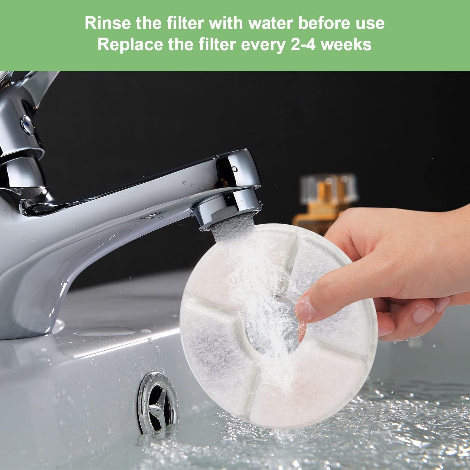 Wonder Creature Cat Water Fountain Filter Replacement, 6/8/12/16/8+4 Pack, round Carbon Filters for 81Oz/2.4L Stainless Steel Top Automatic Pet Fountain (6 Pack)
