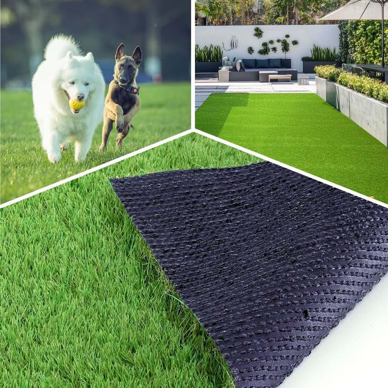 Premium Realistic Artificial Grass Turf 1.38" Thick 7X15 FT, High Density Synthetic Fake Faux Grass Rug with Drainage Holes, Astroturf Roll for Garden, Lawn, Balcony, Patio, Dog, Pet Area, Customized