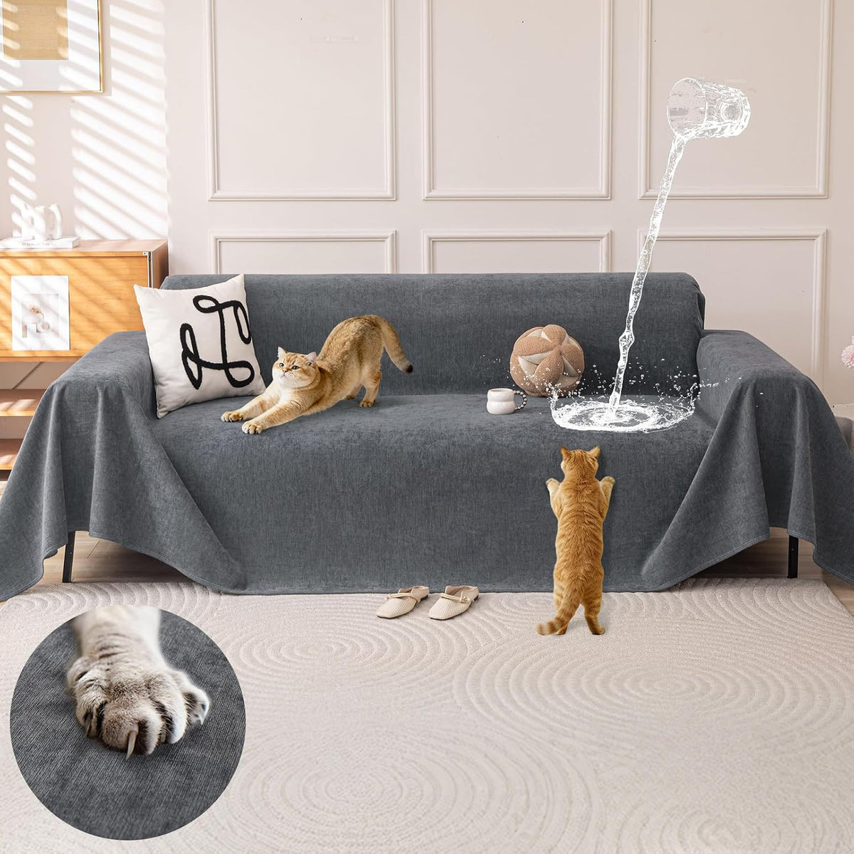 Ostepdecor Waterproof Couch Covers for Pets, Couch Protector from Cat Claws