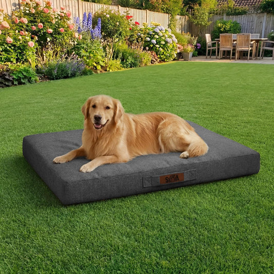 Sytopia Indestructible Orthopedic Dog Bed, 42" Durable Dog Bed for Extra Large Dogs, Waterproof Chew Proof Pet Bed, Comfortable Dog Crate Pad, Washable Cover, Indoor & Outdoor Use, Dark Grey