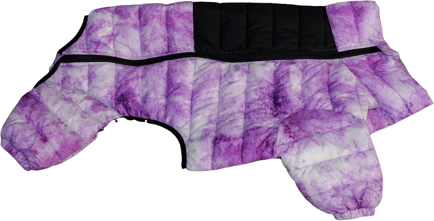 Micai Warm Dog Coat - 4 Legs Covered Waterproof Windproof Reflective Vest, Zippered Adjustable Outdoor Snow Jacket for Small Medium Large Dogs - Purple XXXL