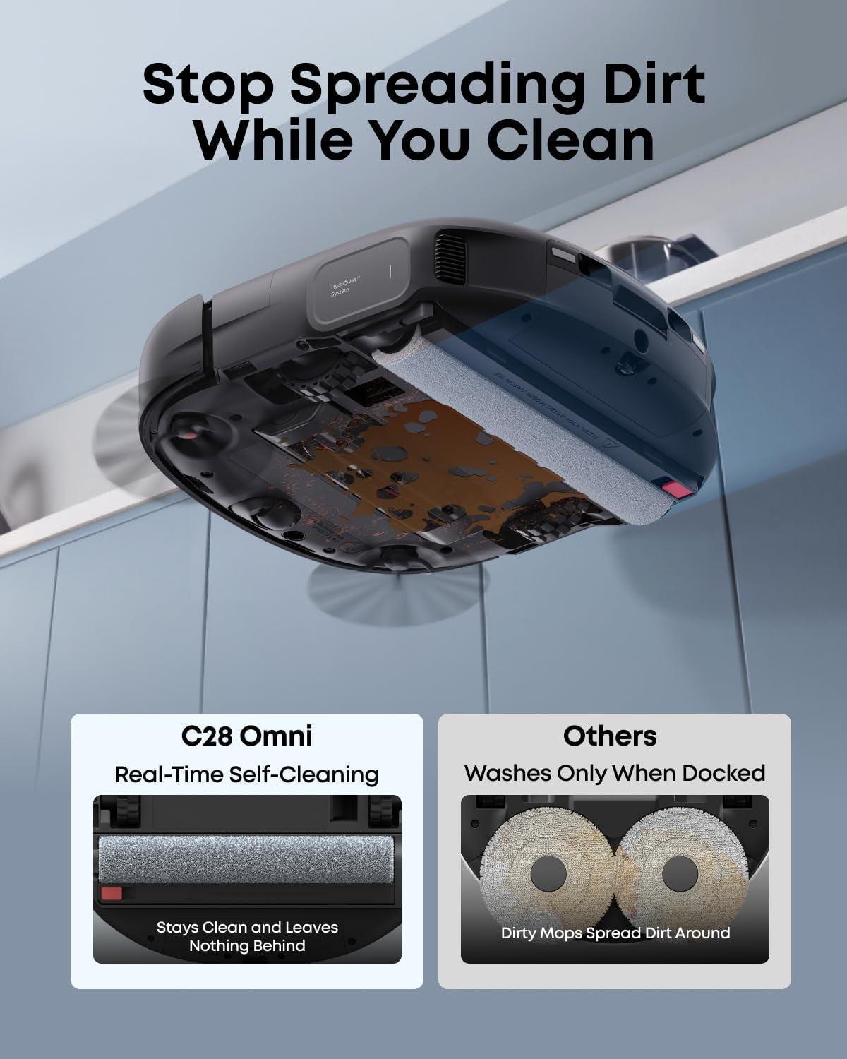 Eufy C28 Robot Vacuum and Mop Combo,15,000 Pa Suction, Hydrojet Self Clean Roller Mop, Upgraded from X10 Pro, Zero-Tangle for Pet Hair, Auto Mop Washing&Drying, Self-Emptying&Refilling 2026 New
