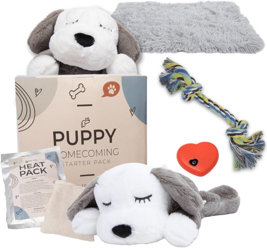 Upgraded Heartbeat Puppy for Dogs with Blanket, Heat Packs and Chew Toy - Pet Anxiety Relief and Calming Sleep Aid - Perfect Dog Stuffed Animal for Behavioral Crate Training - Dog Toys