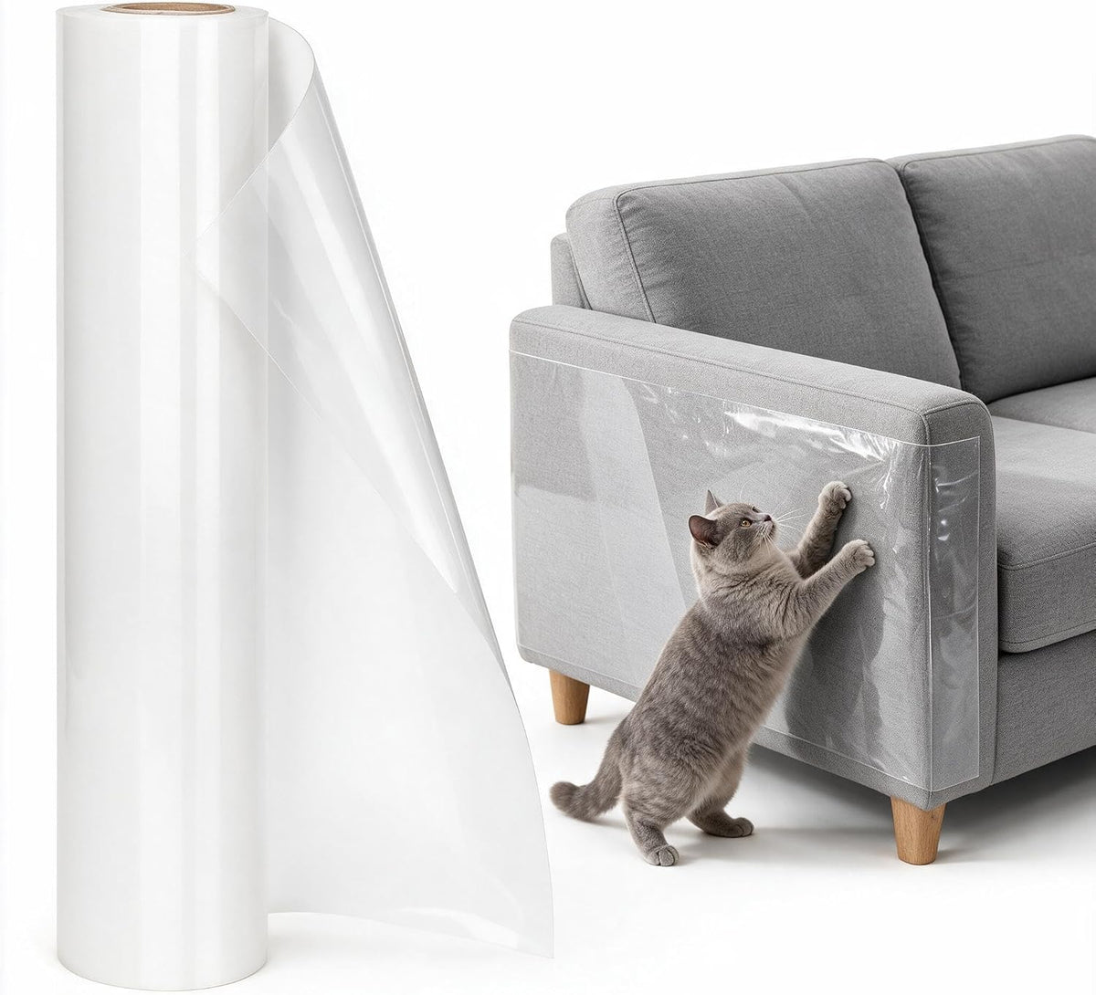Anti Cat Scratch Furniture Tape, Clear Vinyl 17 X 197 In