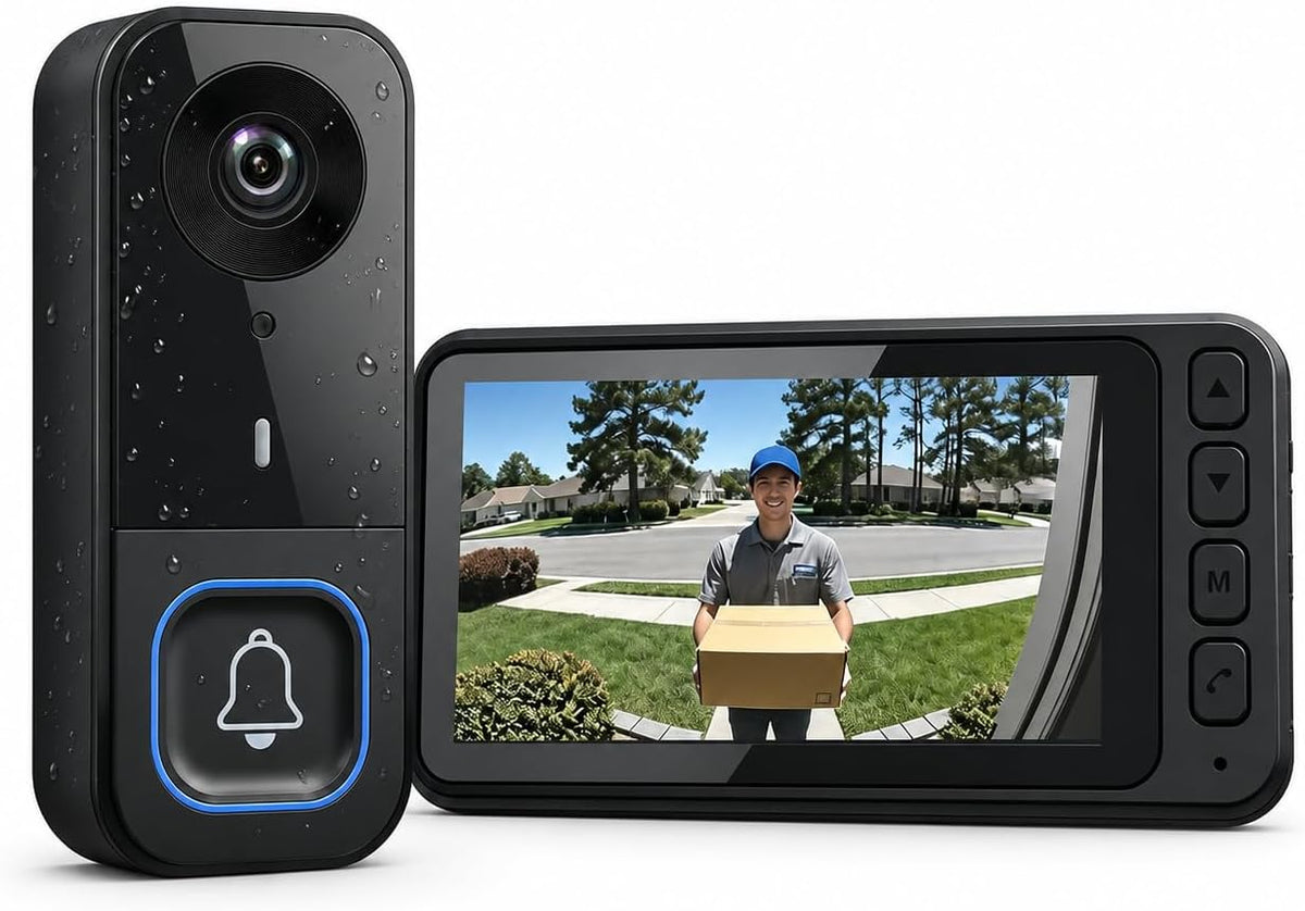 TKMARS Doorbell Camera Wireless No Subscription with 4.5" Monitor Screen