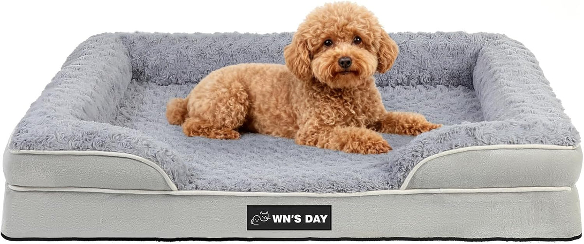 Orthopedic Dog Bed Medium Size Dog, Washable Dog Sofa Bed, Pet Bed(Grey, M)
