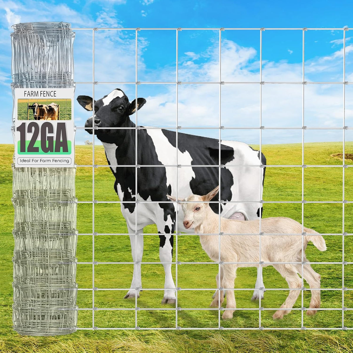 12 Gauge Heavy Duty Cattle Panels for Garden Trellis, 4Ftx100Ft, Thickened Cattle Panels for Galvanized Farm Fence Chicken Wire Fencing, Durable Goat Fence, Ideal for Farm and Field Protection