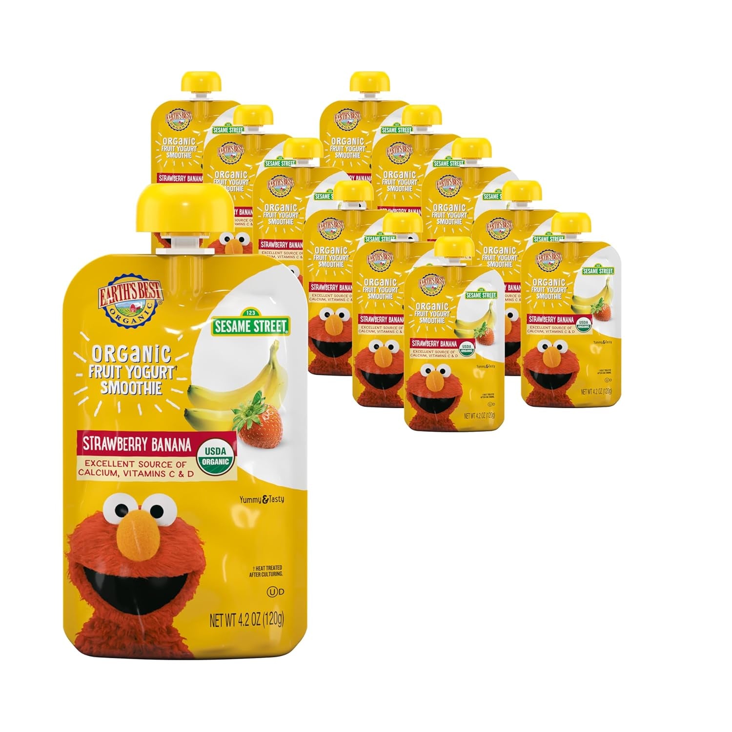 Earth'S Best Organic Yogurt Smoothie Pouches for Toddlers 24 Months+, Strawberry Banana, Fruit Yogurt, 4.2 Oz Resealable Pouch, Pack of 12