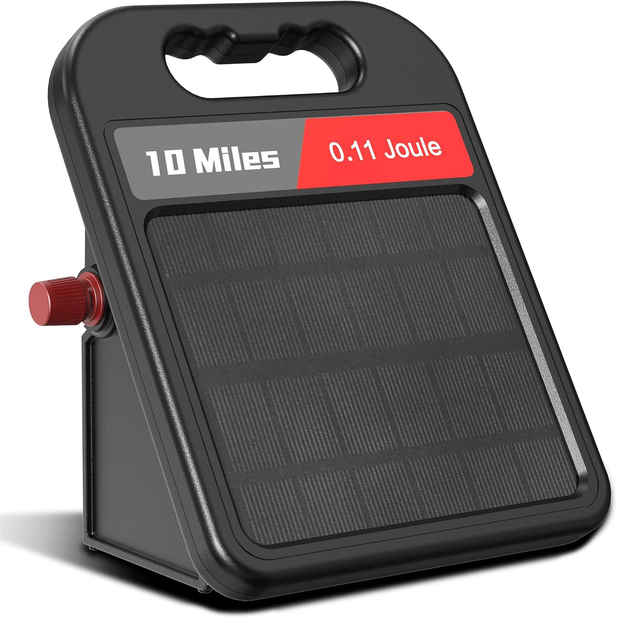 Solar Electric Fence Charger-0.11J-10 Miles, Maximum Output Voltage 8100V- Provide 24-Hour Uninterrupted Protection for Livestock and Yards with Rechargeable Solar Panel Black