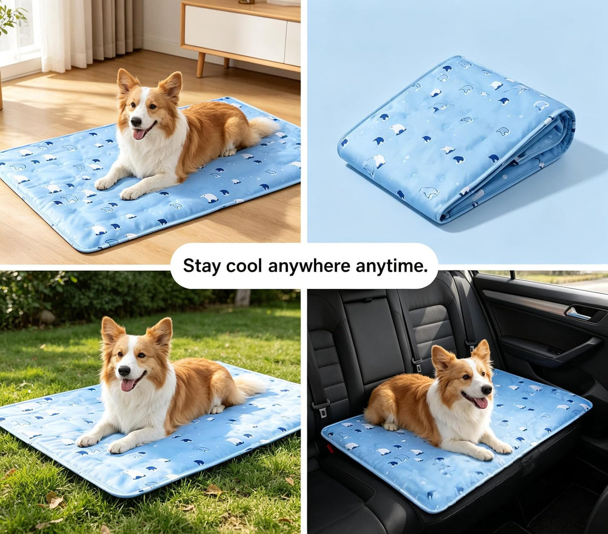 Zeqi Gel-Filled Cooling Mats for Cats Dogs Pets 35''X24'', Water-Proof Surface, Summer Dog Cool Mat, Cooling Cat Bed, Cool Mat, Ice Mat, Seat Cushion for Summer (Large, Animal Print)