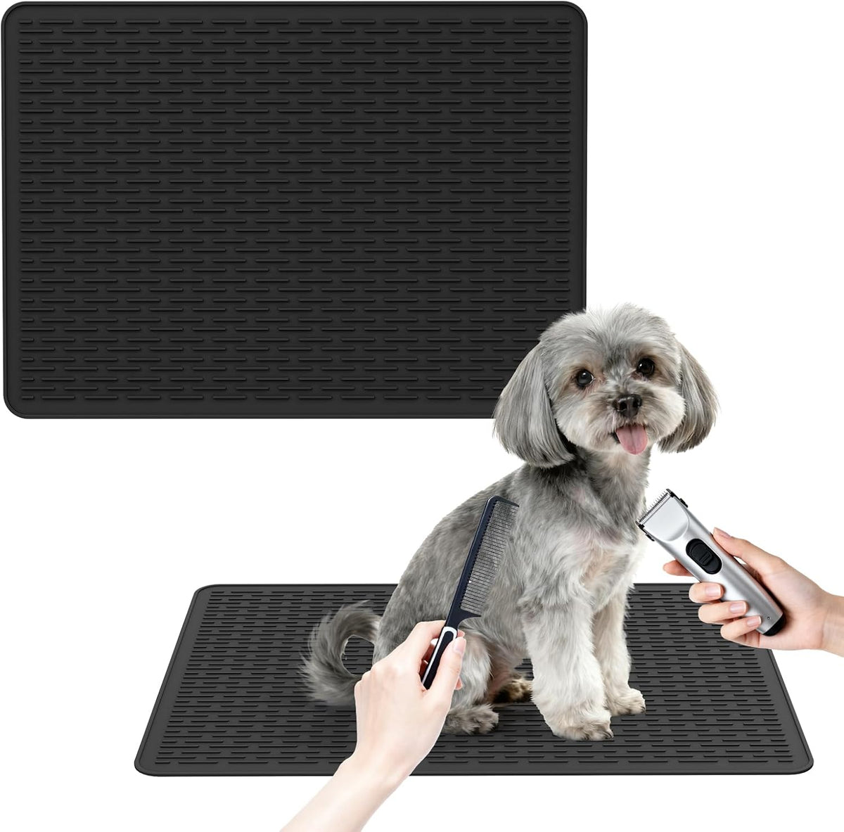 Dog Grooming Table Mat, (19.9 X 27.8 Inch) Dog Grooming Table Mat Pad Non-Slip, Pet Grooming Table Mat for Grooming Dogs at Home, Pet Groomers Table Mat, Easy-Clean Durability (Black)