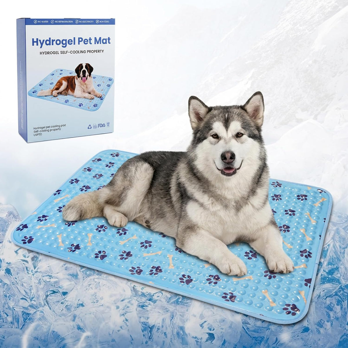 Dog Cooling Mat 36 Inch, Patent Self-Cooling Gel Pad for Medium Dogs,